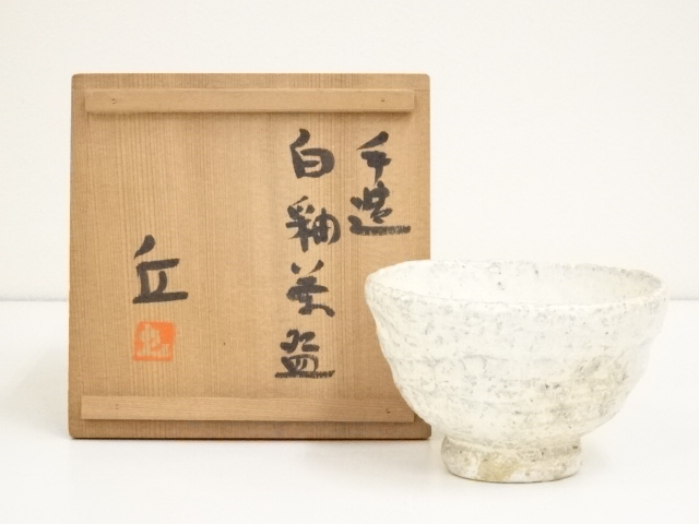 JAPANESE TEA CEREMONY / CHAWAN(TEA BOWL) / WHITE GLAZE / ARTISAN WORK